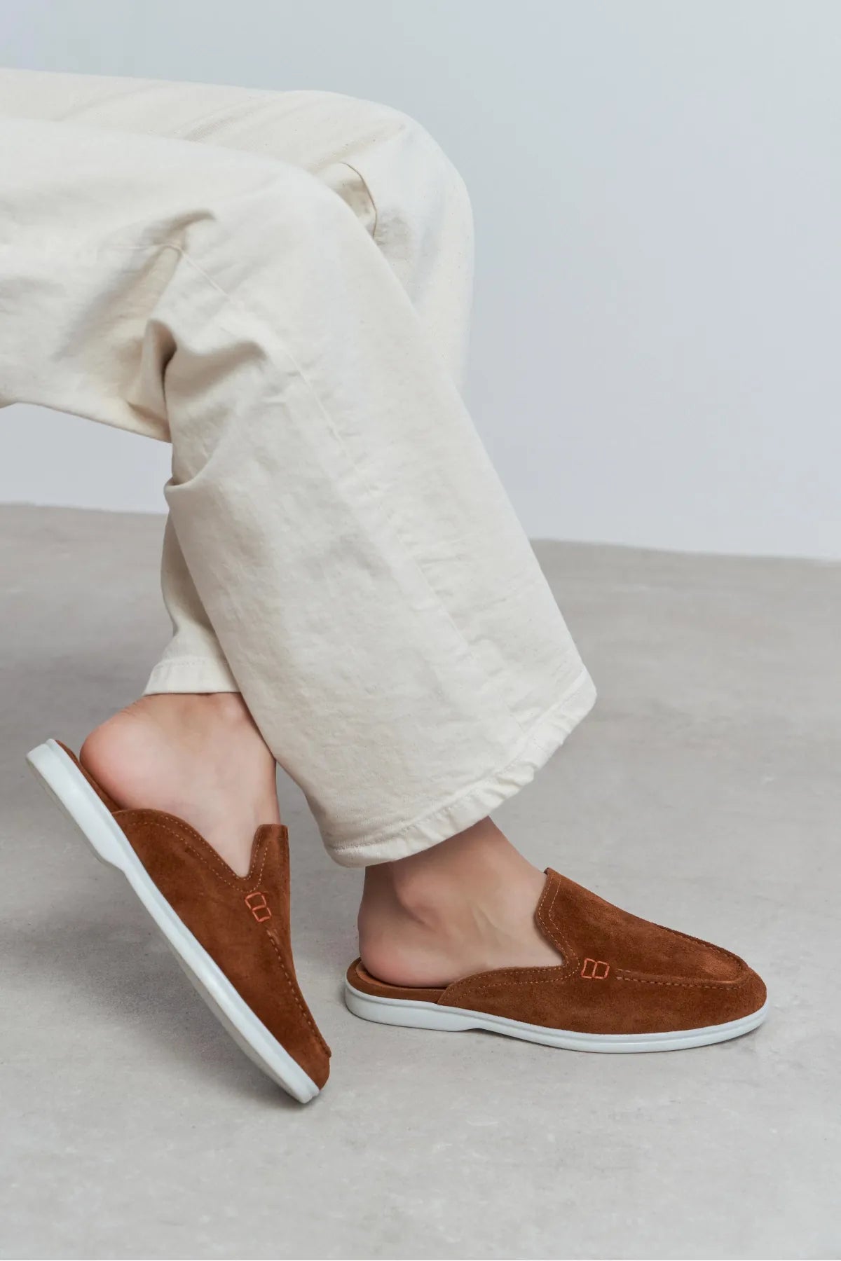 LETTY Tan Suede Leather Flat Women’s Loafer Slippers