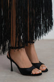 CHARMS Black Velvet Ankle Strap Detail Women’s High Heels