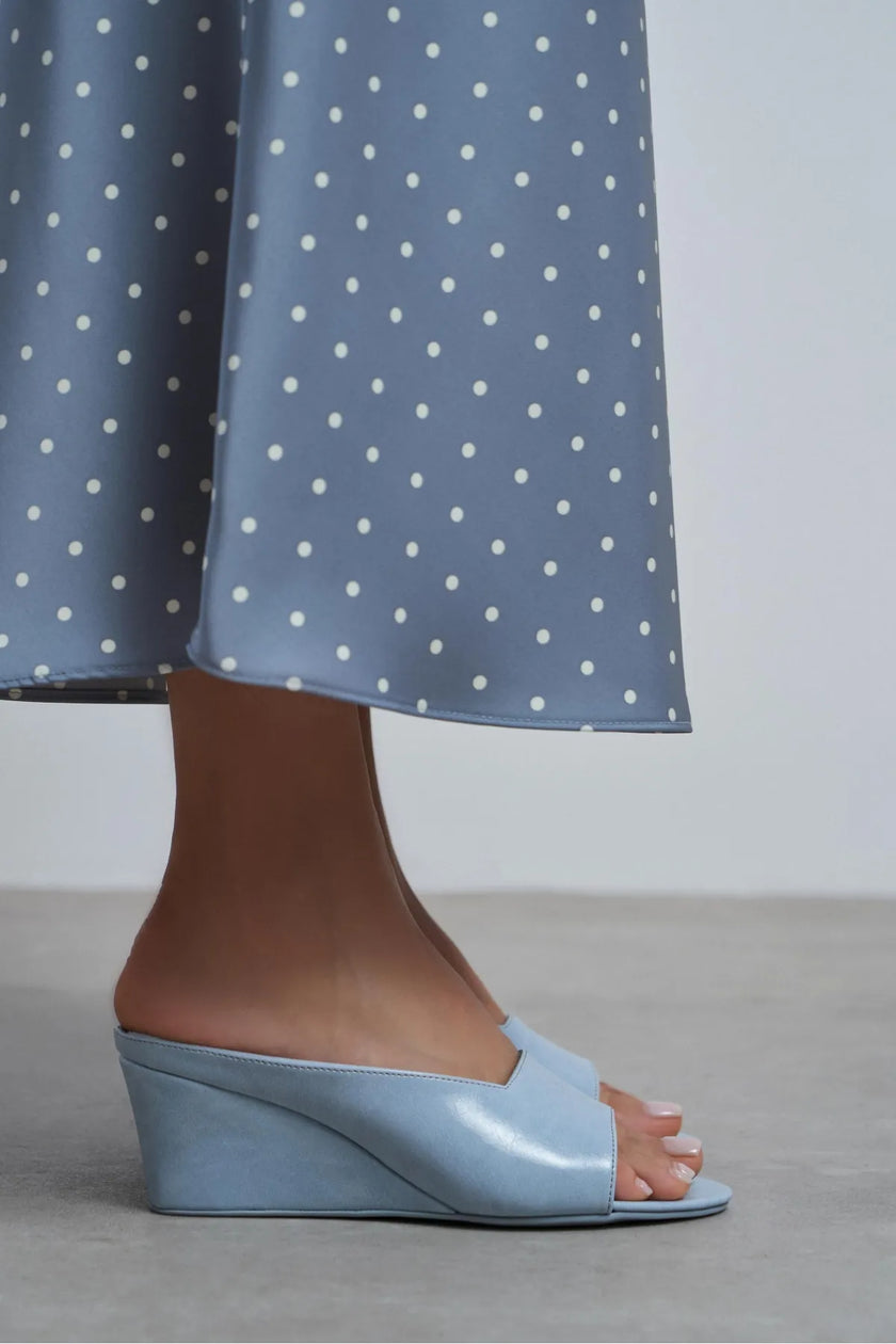 ALLISON Baby Blue Rustic Wedge Heel Women’s Slippers