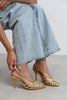 Gold Metallic Peep Toe Cage Detail Women’s Heeled Shoes