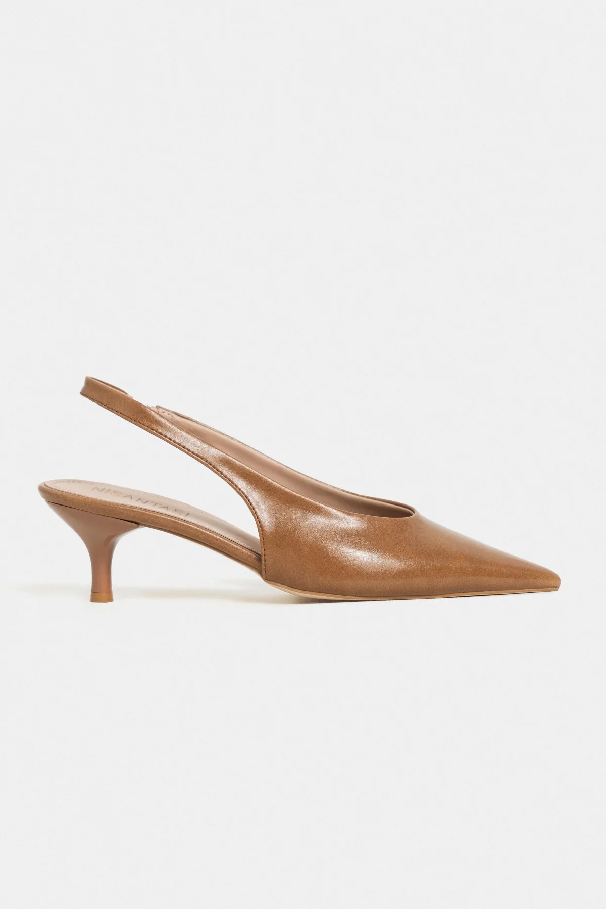 MELVIN Caramel Patterned Matte Women’s Heeled Shoes with Elastic Ankle Detail