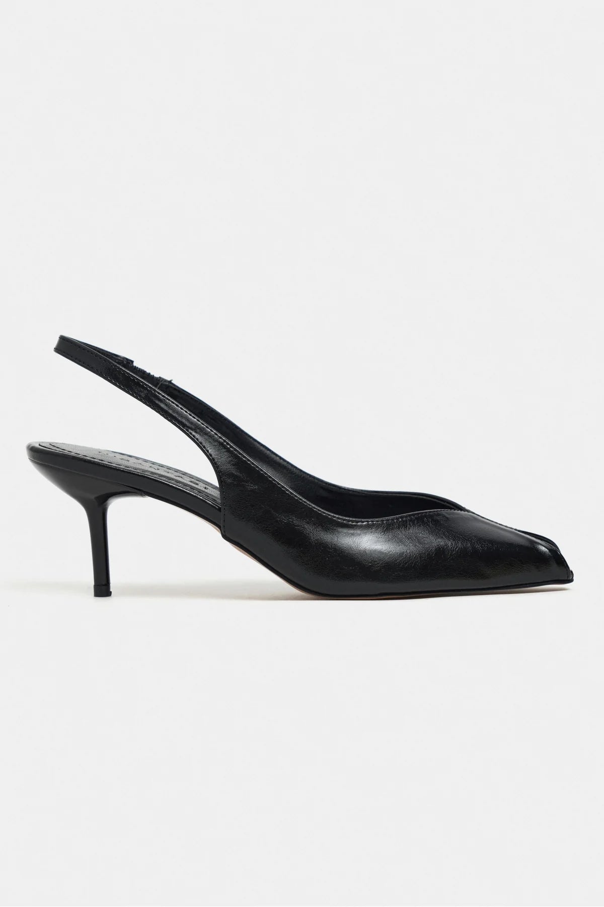 ADEN Black Rustic Pattern Open Toe Pointed Women’s Heels