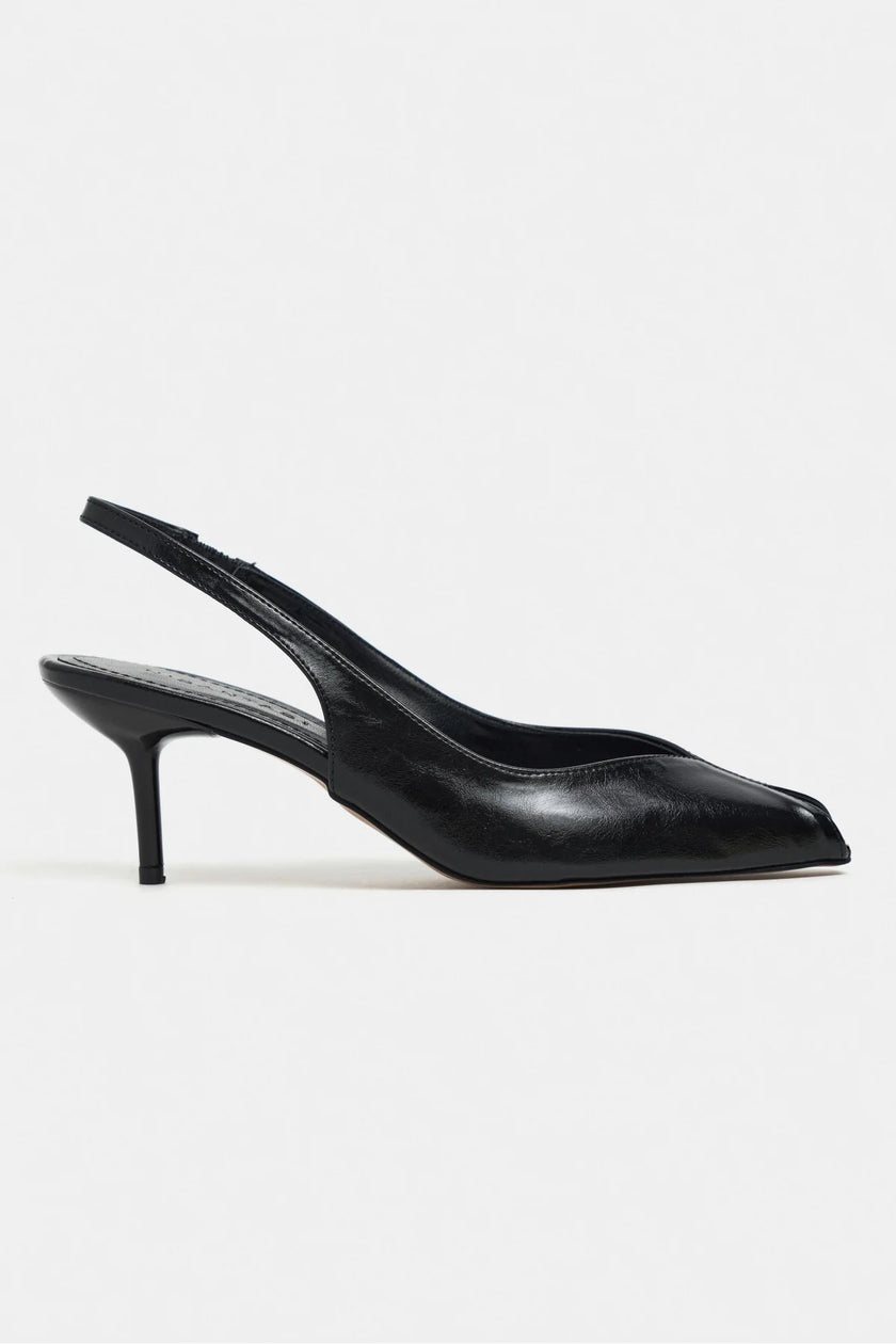 ADEN Black Rustic Pattern Open Toe Pointed Women’s Heels