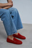 JERY Red Suede Leather Women’s Loafer Shoes