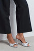 RENATA White Polka Dot Open Pointed-Toe Women's Heeled Slippers