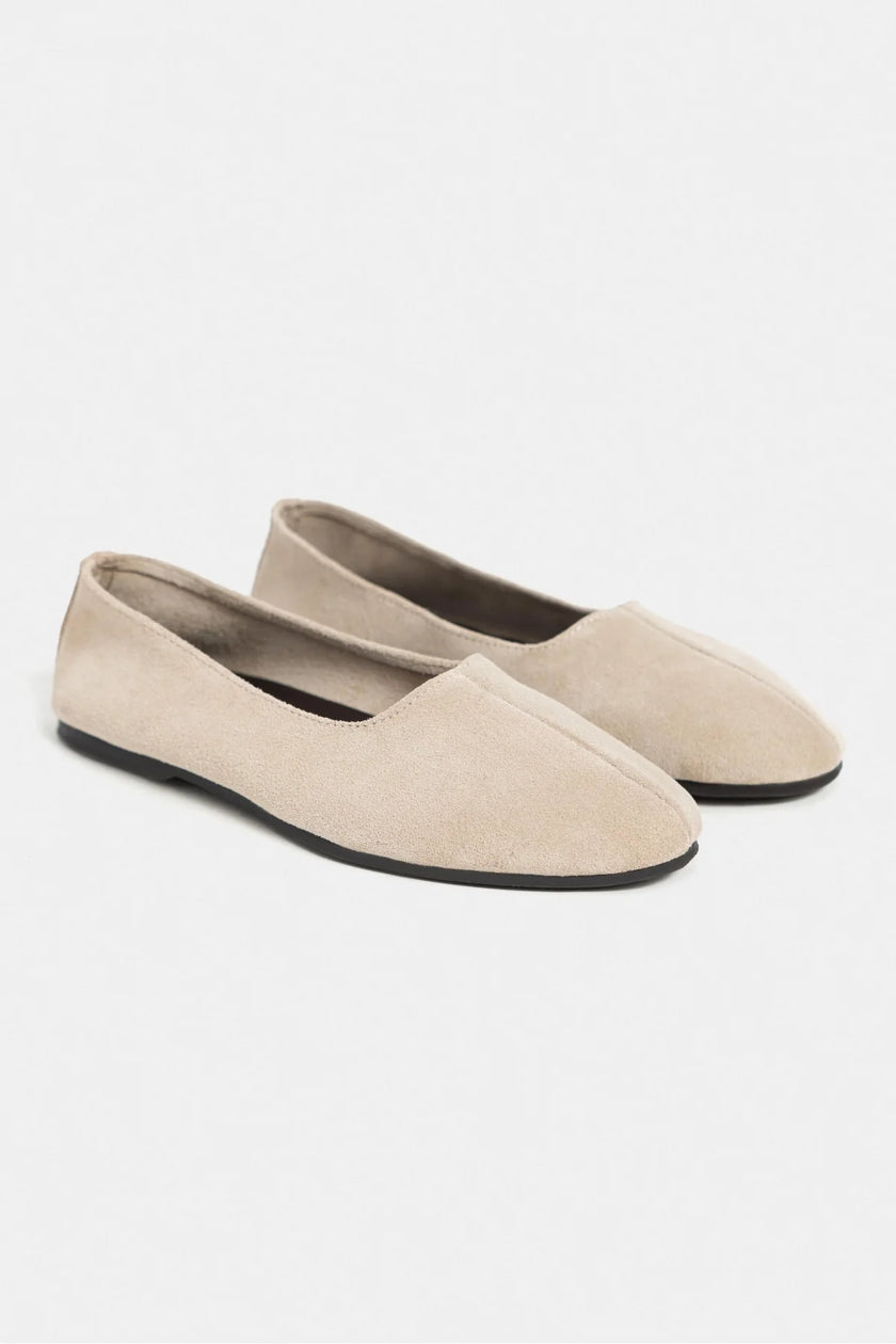 ROSEL Beige Genuine Leather Women’s Ballet Flats