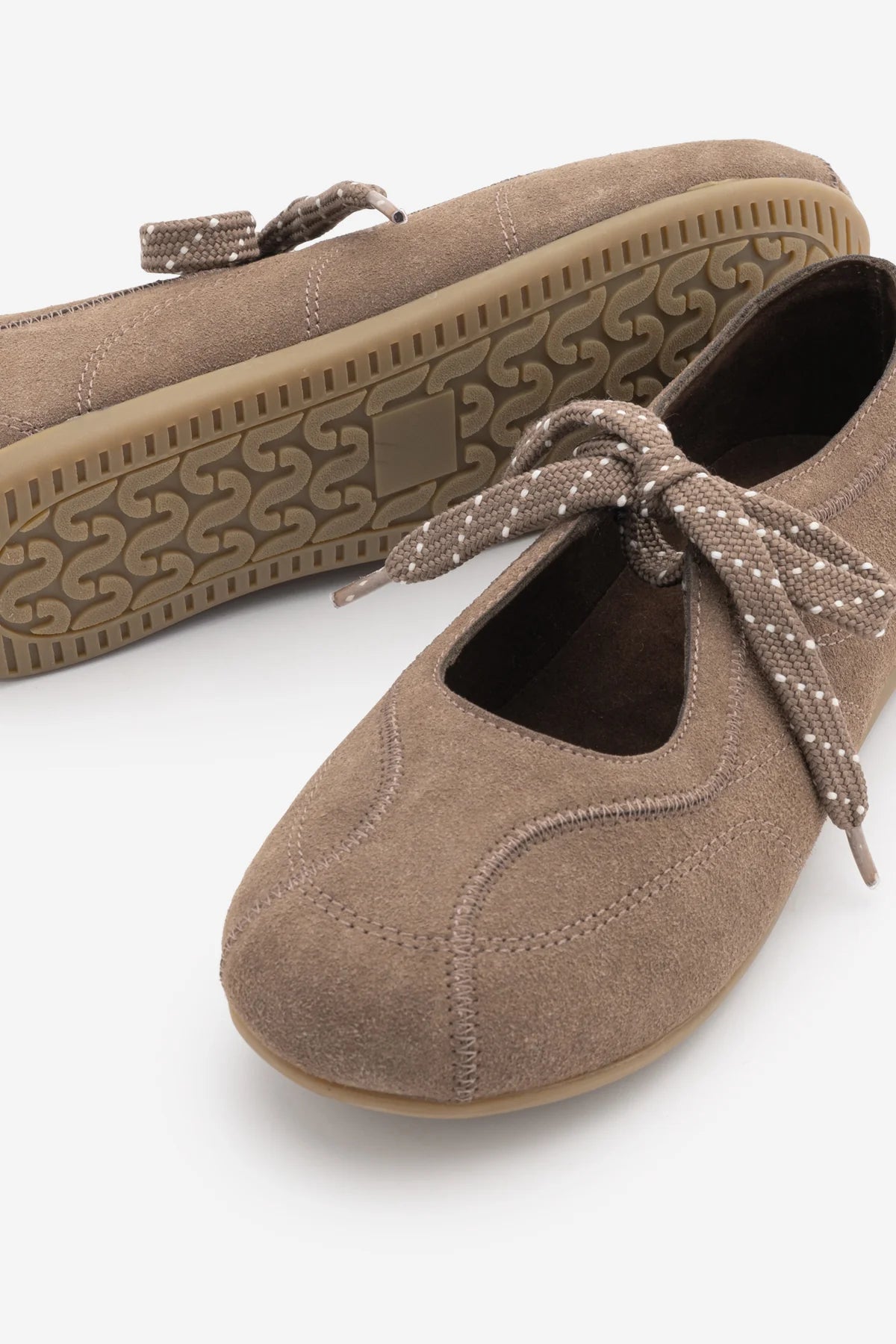 Palivoy Taupe Suede Lace-Up Casual Women's Sneaker Flats
