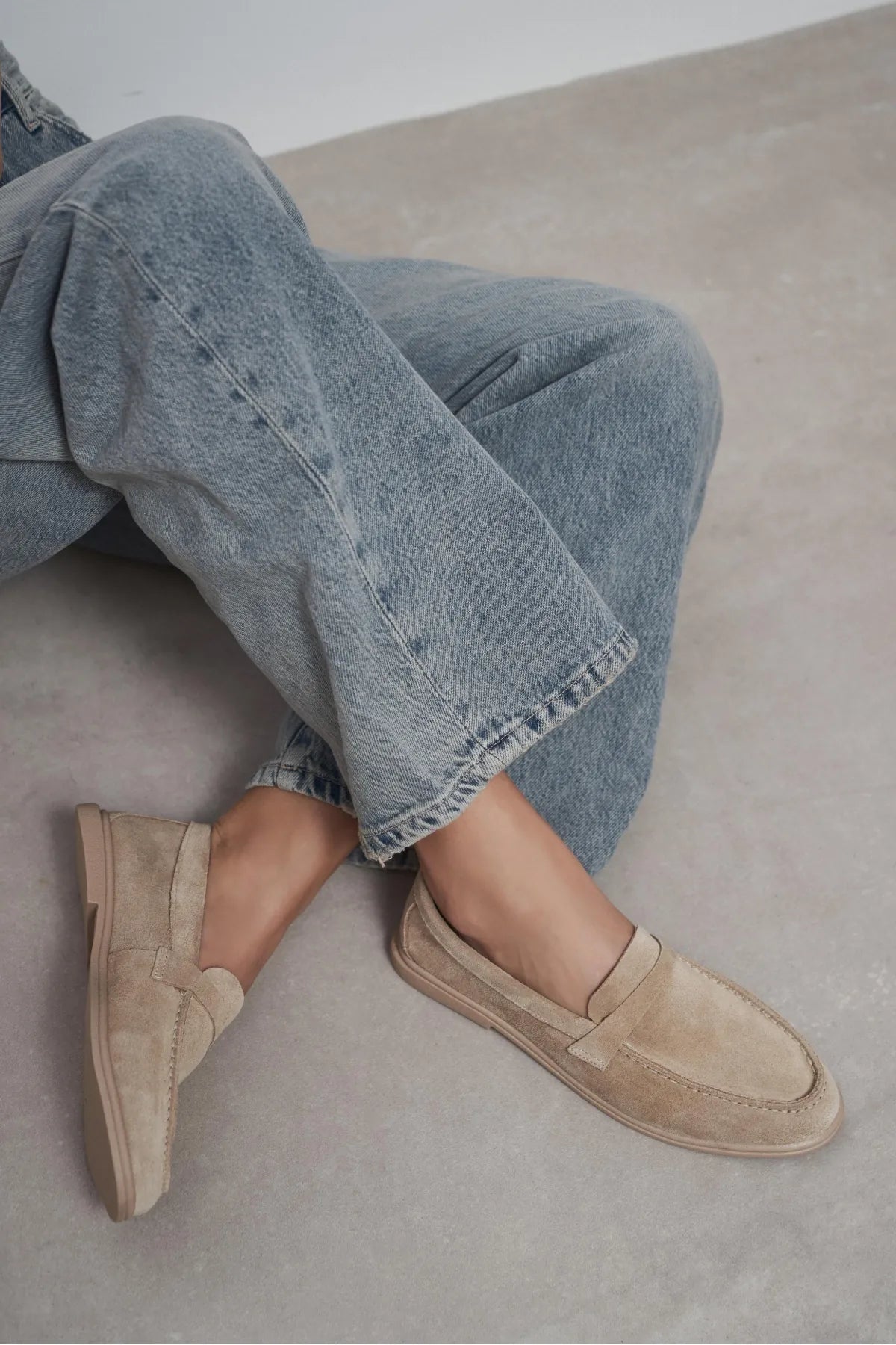 BERY Beige Suede Genuine Leather Women’s Loafer