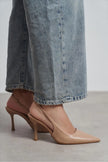 ELARA Nude Matte Slingback V-Vamp Pointed Toe Women’s Heels