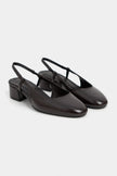 HARMONY Coffee Rustic Pattern Square Toe Buckle Detail Women’s Low Heel Ballet Shoes
