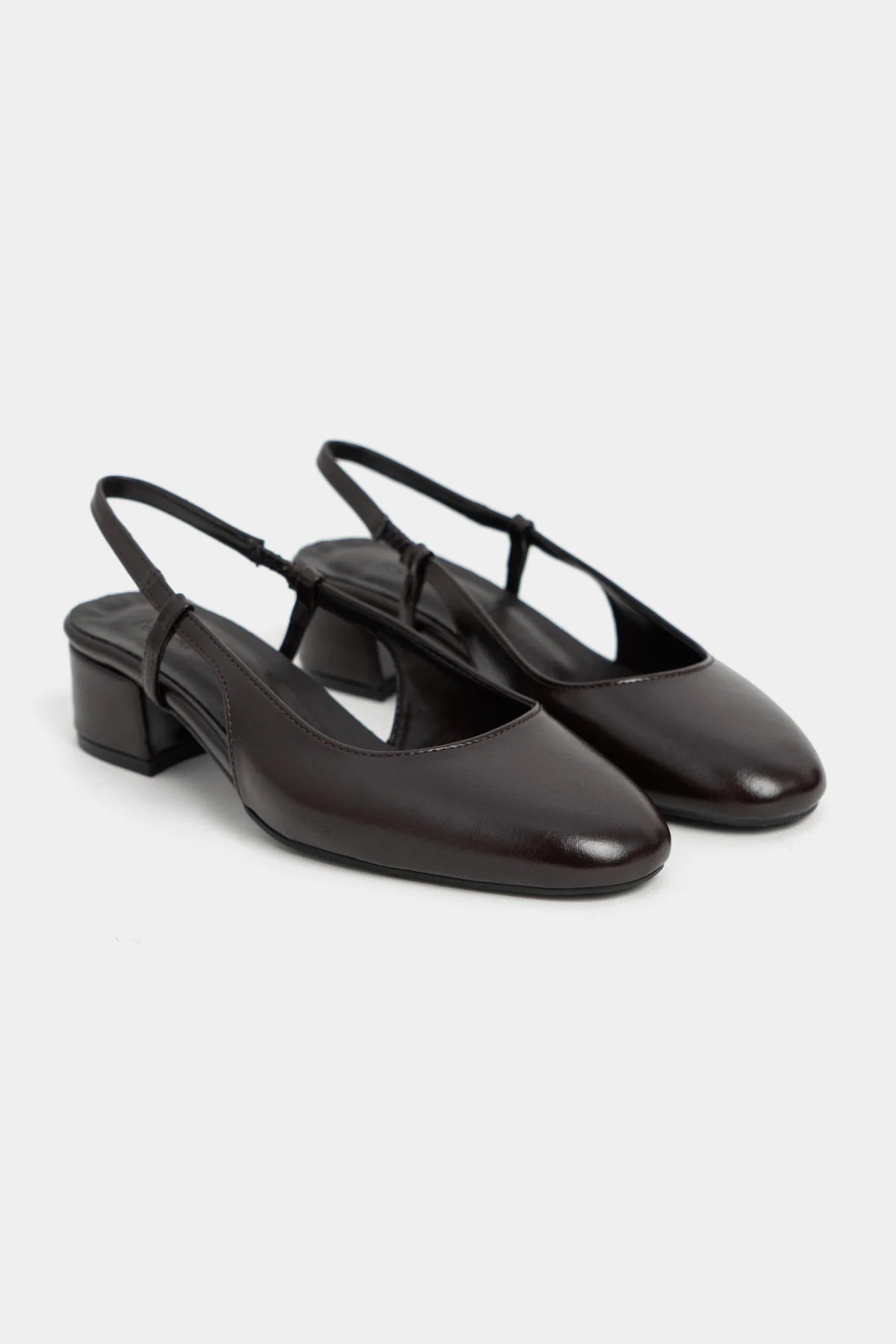HARMONY Coffee Rustic Pattern Square Toe Buckle Detail Women’s Low Heel Ballet Shoes