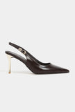 VIORA Brown Rustic Buckle Detail Women’s Gold Heel Shoes