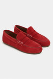 JERY Red Suede Leather Women’s Loafer Shoes