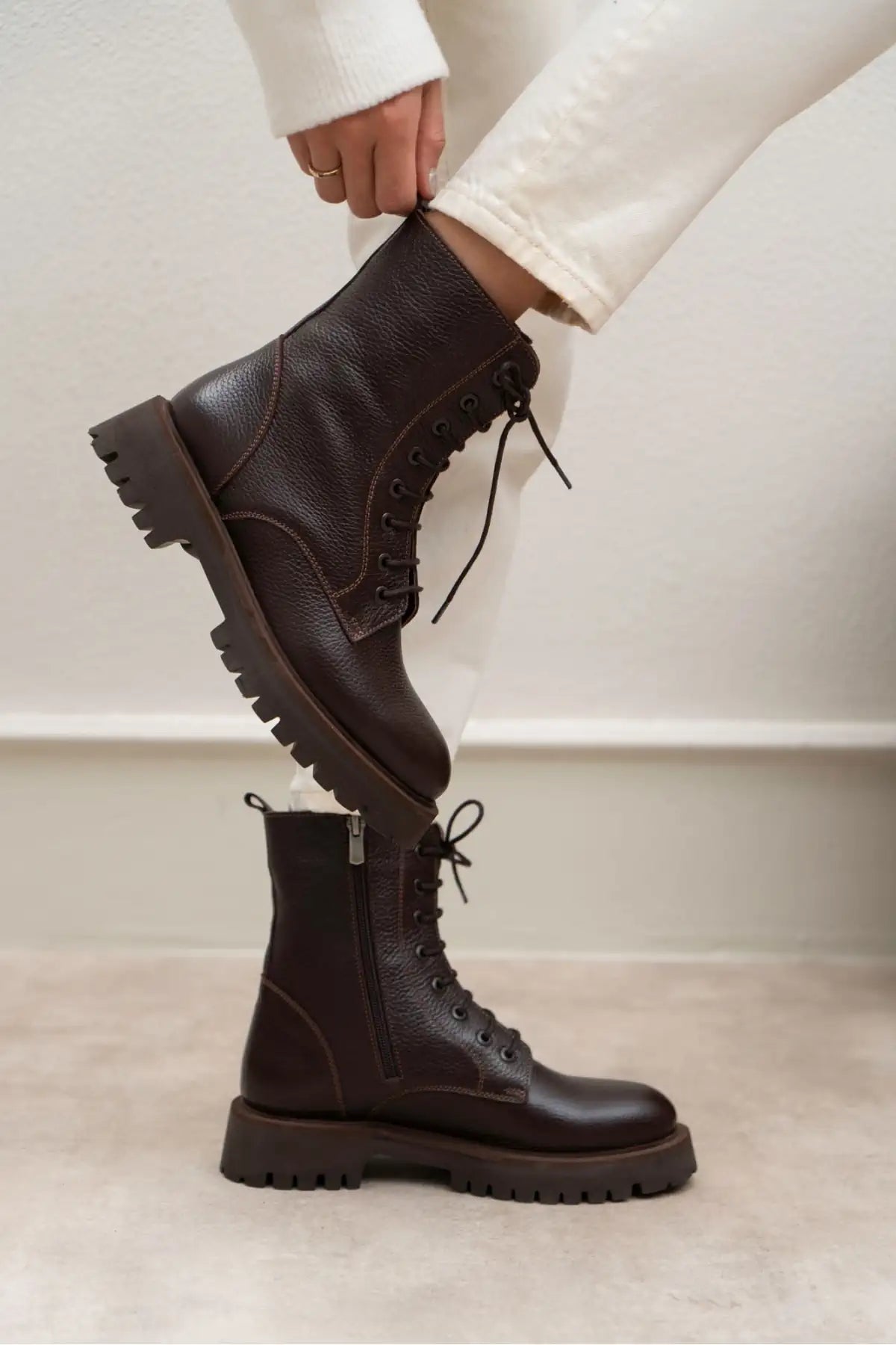TEMPEST BROWN GENUINE LEATHER LACE-UP WOMEN'S COMBAT BOOTS | Boots | FOOTWEAR | Lebbse TEMPEST BROWN GENUINE LEATHER LACE-UP WOMEN'S COMBAT BOOTS | Boots | FOOTWEAR | Lebbse