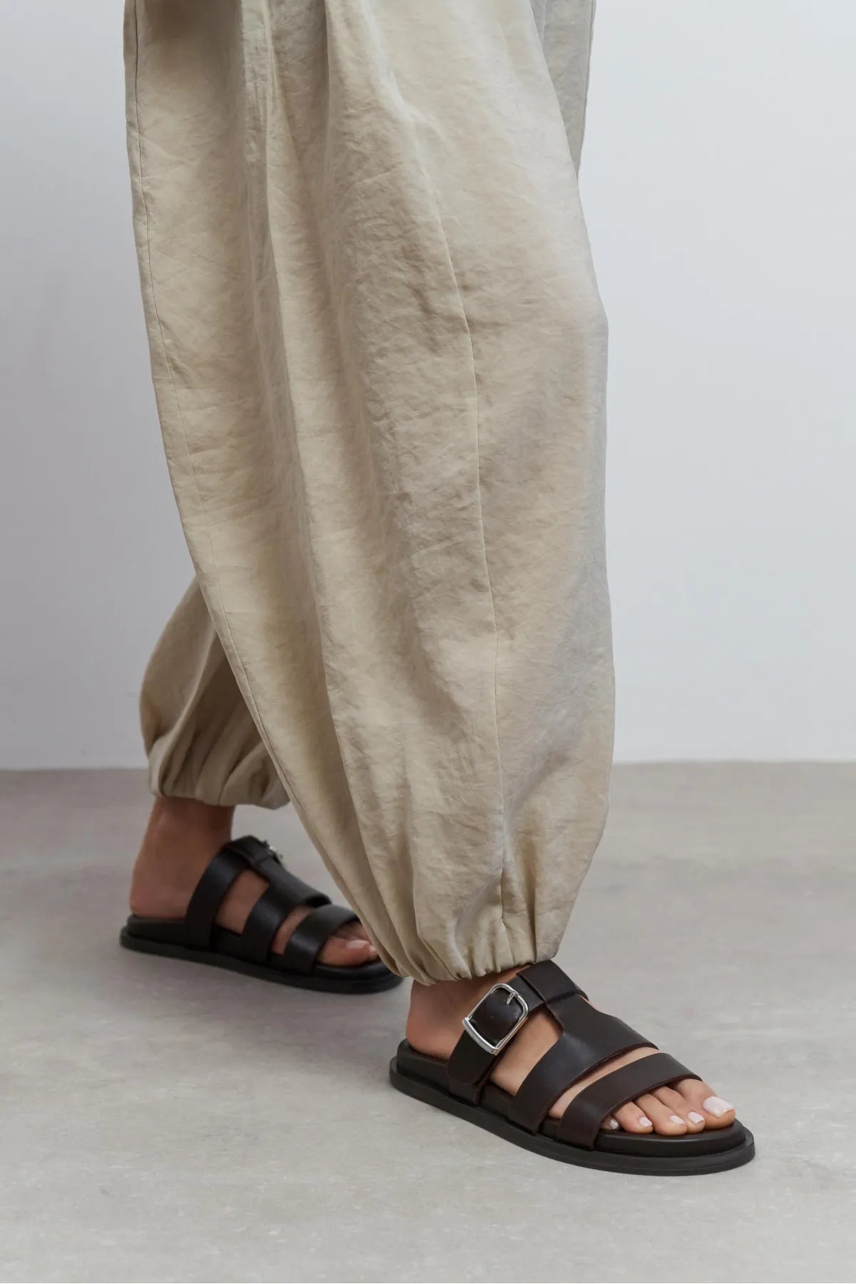 SPIRIT Brown Matte Buckle Detail Flat Women’s Slippers