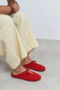 AREM Red Genuine Leather Suede Bow Detail Women's Flat Slippers