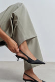 ROVIA Black Satin Pointed-Toe Thin Heel Women's Shoes