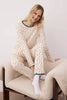Floral Lace Detailed Corduroy/Pointel Knit Pajama Set
