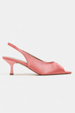 SALVA Salmon Satin Pointed Toe Open Front Women’s Heels