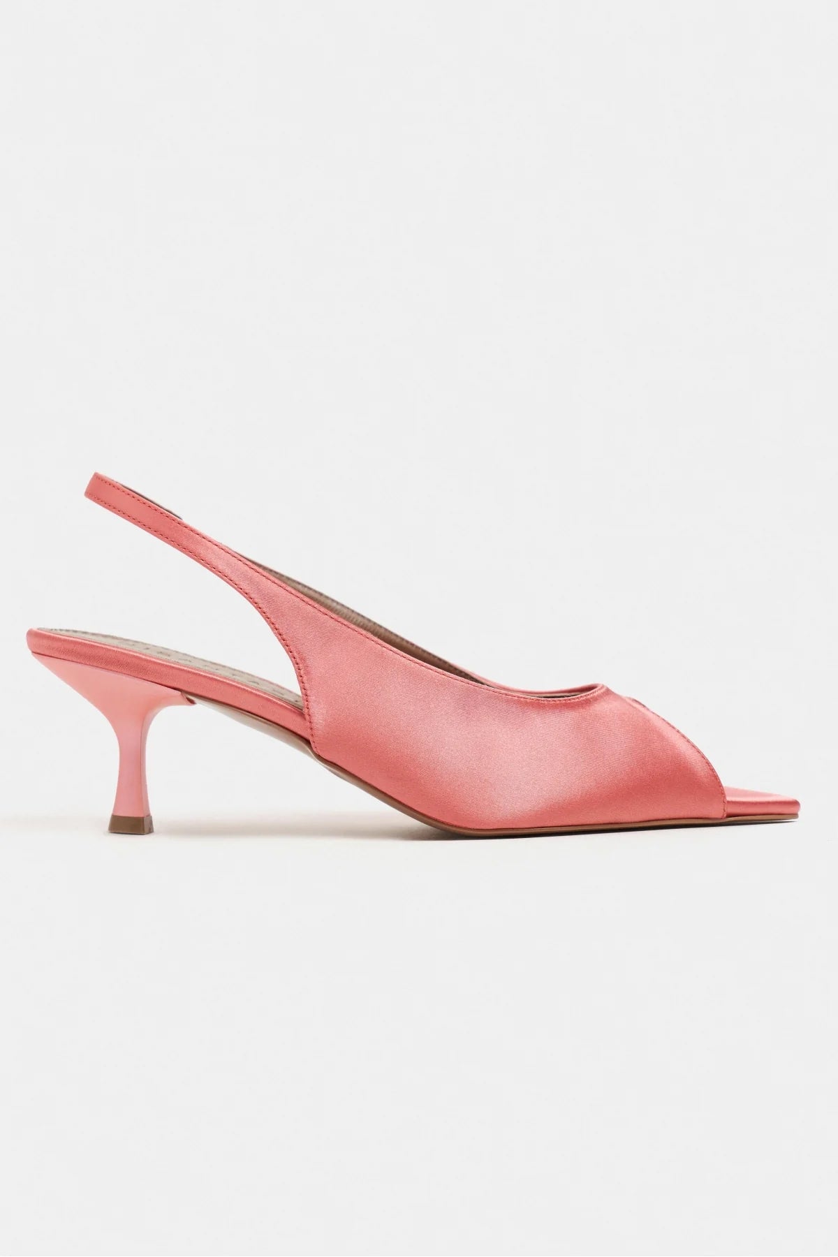 SALVA Salmon Satin Pointed Toe Open Front Women’s Heels