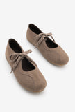 Palivoy Taupe Suede Lace-Up Casual Women's Sneaker Flats