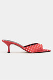 PROMISE Red Polka Dot Pointed-Toe Women's Mule Heels
