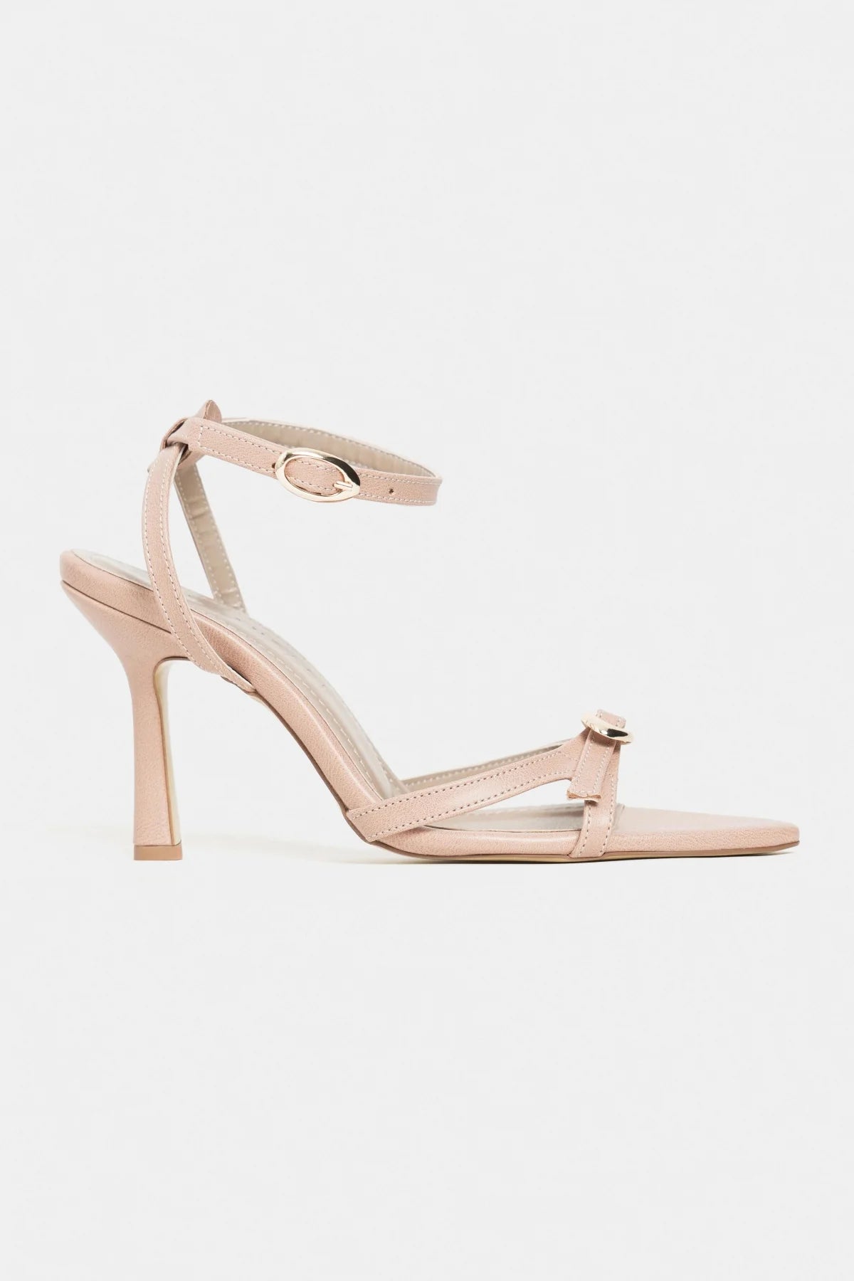 TAJ Ten Matte Buckle Detail Ankle Strap Heeled Sandals