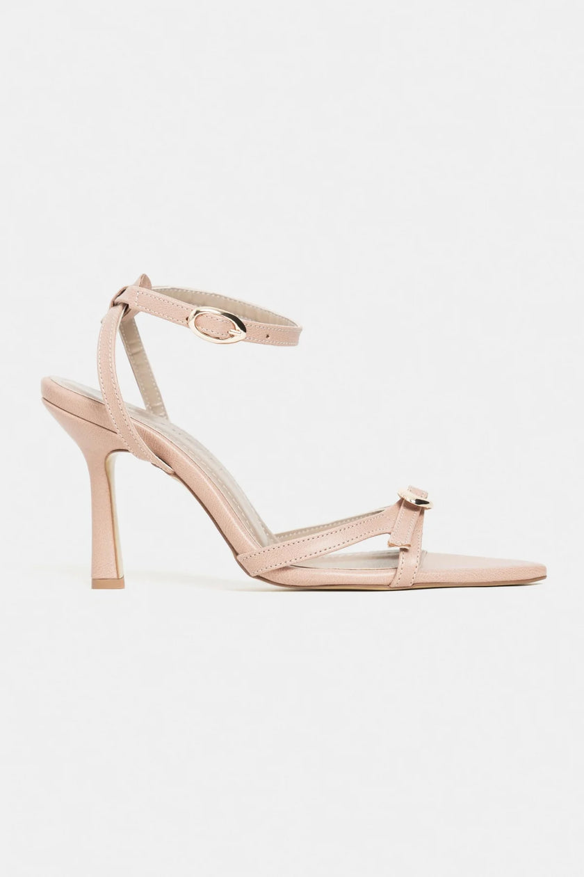 TAJ Ten Matte Buckle Detail Ankle Strap Heeled Sandals