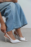 ROXY White Satin Ankle Tie Open Toe Women’s Heels