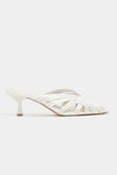 ROSIE Pearl Metallic Open-Toe Cage Detail Women's Heeled Slippers