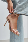VESPER NUDE PATENT TRANSPARENT FRONT HIGH HEEL WOMEN’S SHOES