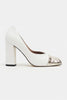 EMILY WHITE & GOLD CAP-TOE BLOCK HEEL WOMEN’S SHOES