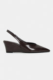 MELONI Coffee Matte Back Strap Detail Pointed Toe Women’s Heel Shoes