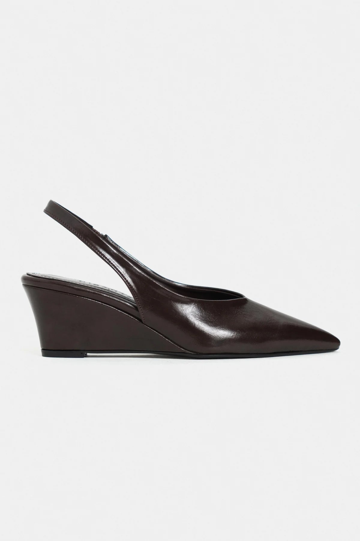 MELONI Coffee Matte Back Strap Detail Pointed Toe Women’s Heel Shoes