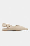 BENETO Beige Suede Pointed Toe Belt Detail Women’s Ballet Flats