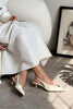 Cartella Beige Patterned Matt Accessory Detailed Women's High Heel Shoes