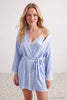 Blue Lace Detail Satin Woven Robe & Nightdress Set