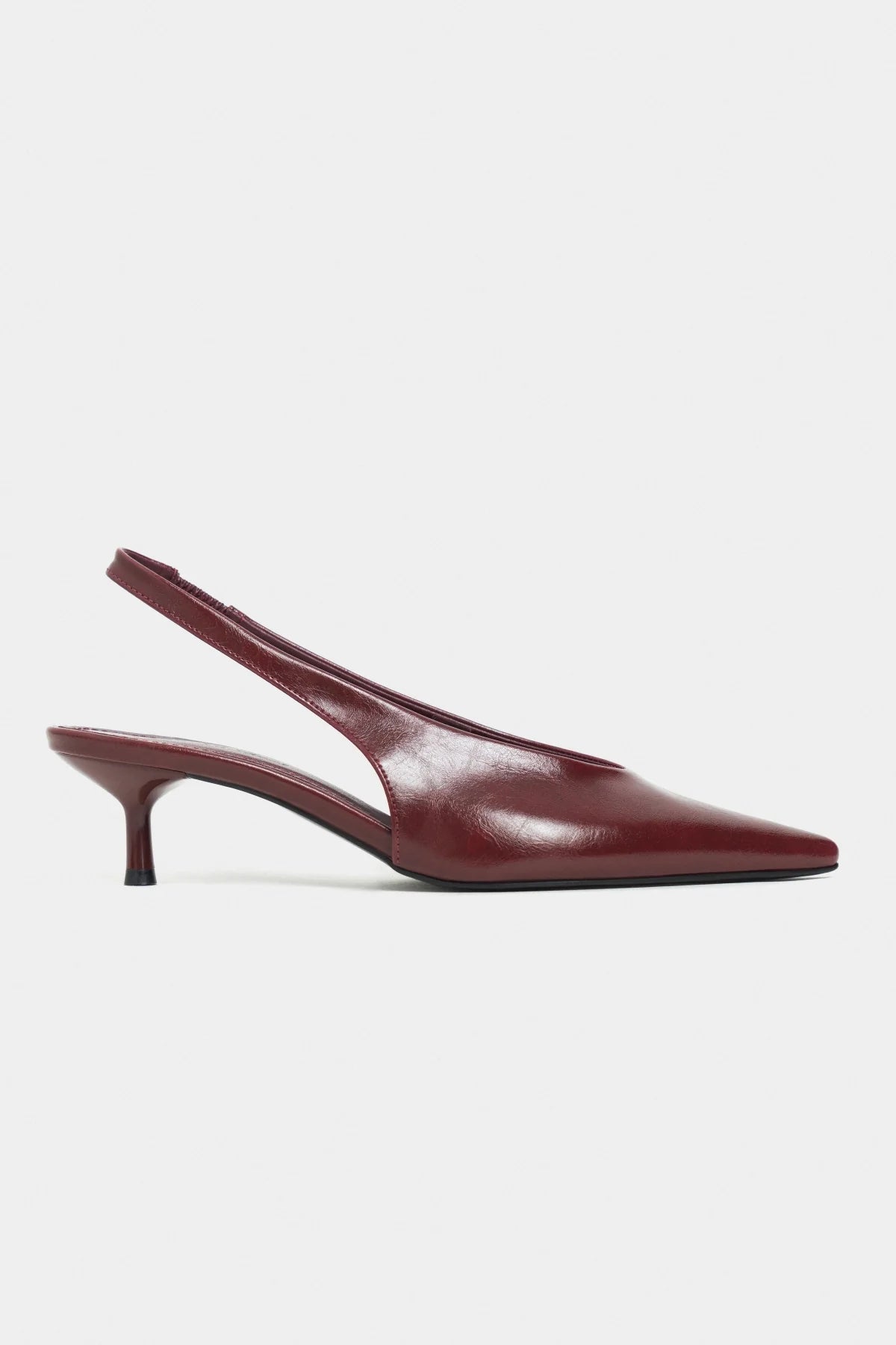 MELVIN Burgundy Patterned Matte Women’s Heeled Shoes with Elastic Ankle Detail