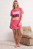 Pink  Cotton Striped Slogan Print Knit Nightdress