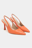 ELARA Orange Matte Slingback V-Vamp Pointed Toe Women’s Heels