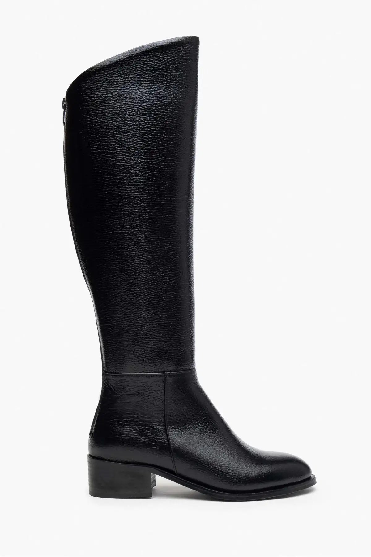 RUBY BLACK GENUINE LEATHER SLOT-TOE WOMEN'S HIGH-HEEL BOOTS