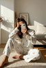 White Floral Soft Touch Ribbed Knit Pajama Set