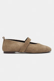 Tectum Rome Beige Suede Genuine Leather Medium-Band Flat Women's Ballet Flats