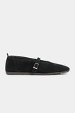 MERA Black Suede Genuine Leather Buckle Detail Women’s Ballet Flats