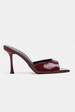 RENATA Burgundy Patent Leather Pointed-Toe Mule Heels