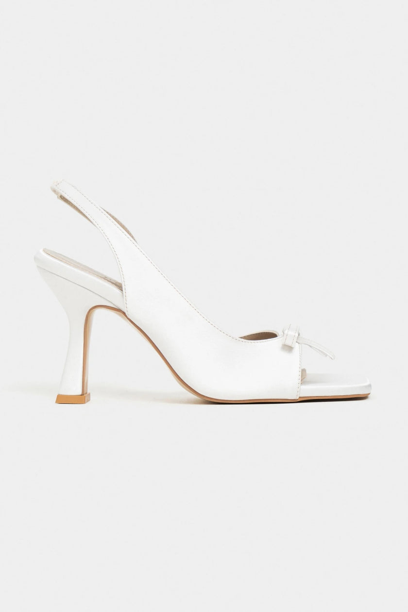 LILITH Pearl Satin Women’s Heel Shoes with Bow Detail