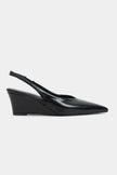 MELONI Black Matte Back Strap Detail Pointed Toe Women’s Heel Shoes