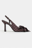 LOREA Brown Polka Dot Satin Bow Detail Women’s Heels