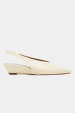 NINO Butter Yellow Matte Pointed Toe Back Strap Women’s Wedge Heel Shoes