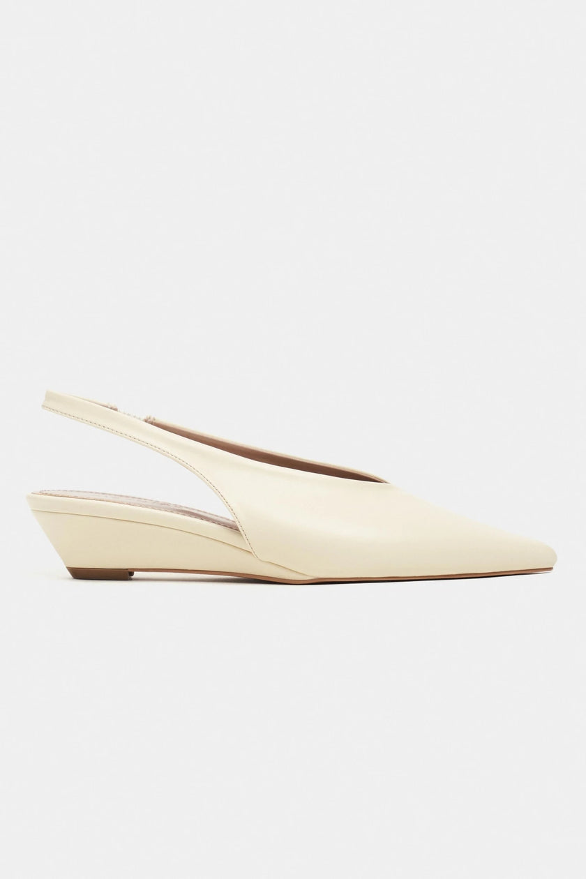 NINO Butter Yellow Matte Pointed Toe Back Strap Women’s Wedge Heel Shoes